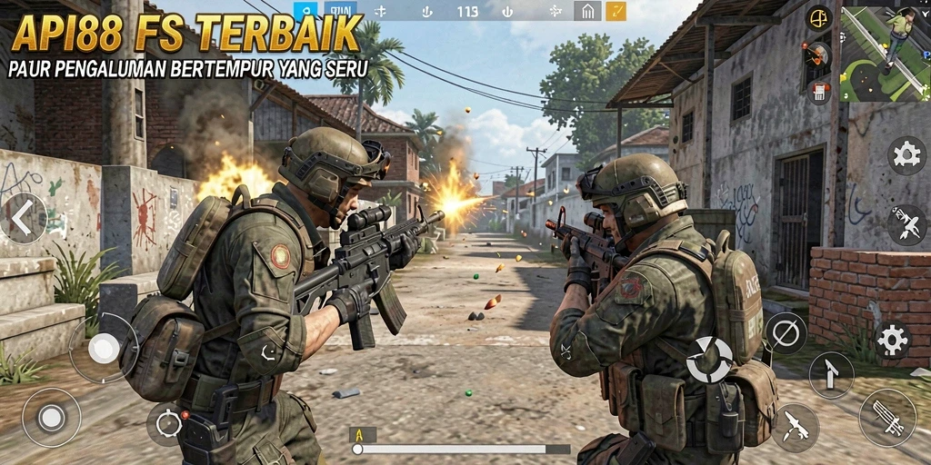Screenshot API88 menunjukkan aksi tembak menembak yang mendebarkan dalam permainan FPS.