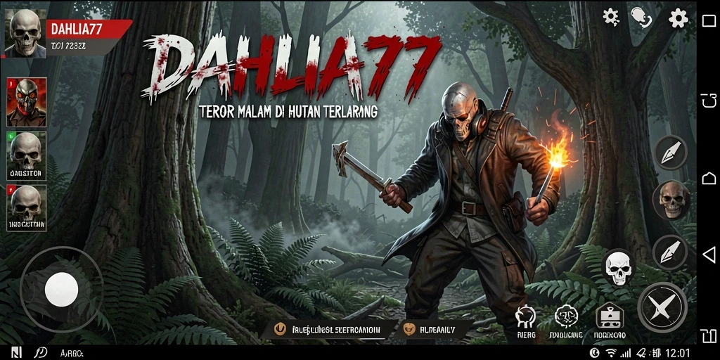 Tangkapan layar menampilkan gameplay yang menegangkan dan suasana horor dari DAHLIA77.