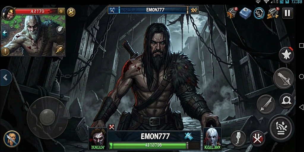 Screenshot gameplay EMON777 menampilkan suasana horor yang mencekam.