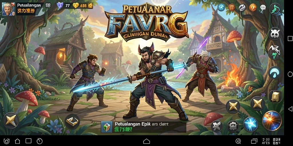 Tangkapan layar gameplay FAV77 yang menampilkan pertempuran seru dan karakter yang populer.