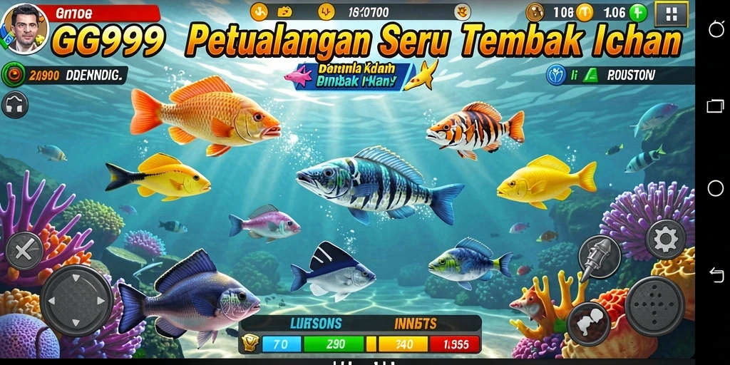 Screenshot utama GG999 menampilkan aksi menangkap ikan yang seru.