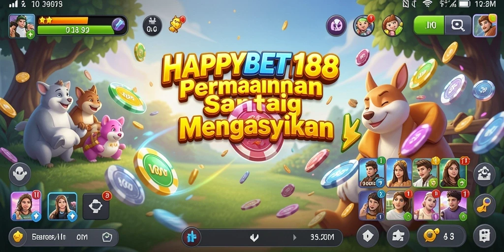 Tampilan gameplay <strong>HAPPYBET188</strong> yang ceria dan penuh warna.