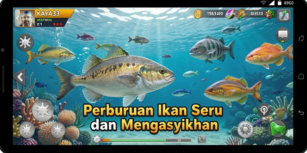 Tampilan gameplay KAYA33 yang seru dengan aksi menembak ikan.