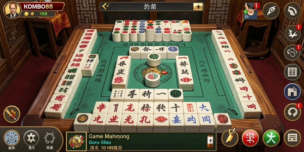 Screenshot gameplay KOMBO88 dalam suasana Mahjong yang seru.