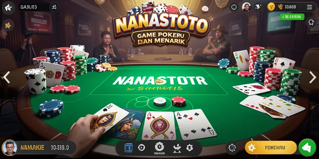 Tampilan gameplay seru NANASTOTO yang menampilkan aksi poker mendebarkan.