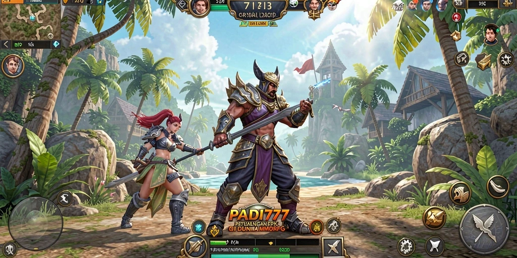 Screenshot utama PADI777 menampilkan serangkaian pertarungan epik dalam dunia MMORPG.