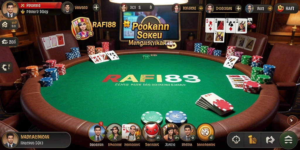 Tampilan gameplay Poker yang mendebarkan di RAFI88.