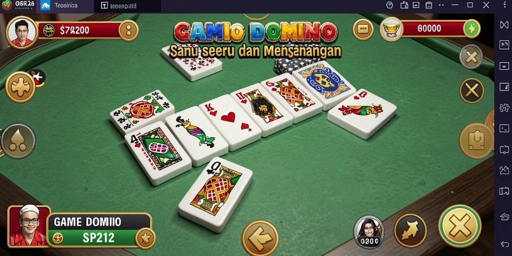 Tangkapan layar utama SP212 menampilkan keseruan permainan Domino.
